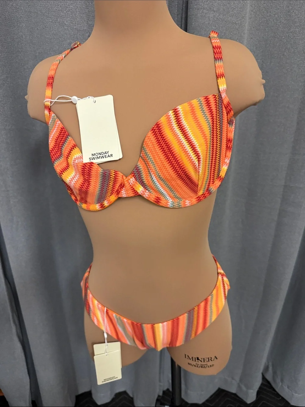 Monday Swimwear Orange Multi-Stripe Underwire Bikini